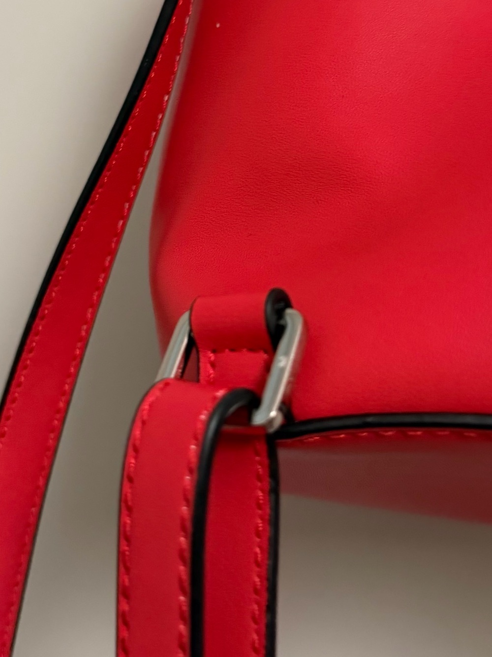 French Connection Cherry Red Faux Leather Tassel Mini Backpack - Picture 8 of 13